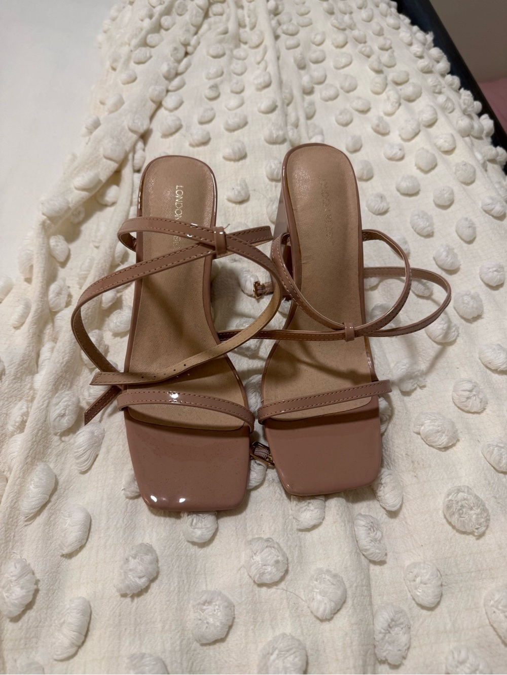 Strappy Square-Toe Sandal in Nude